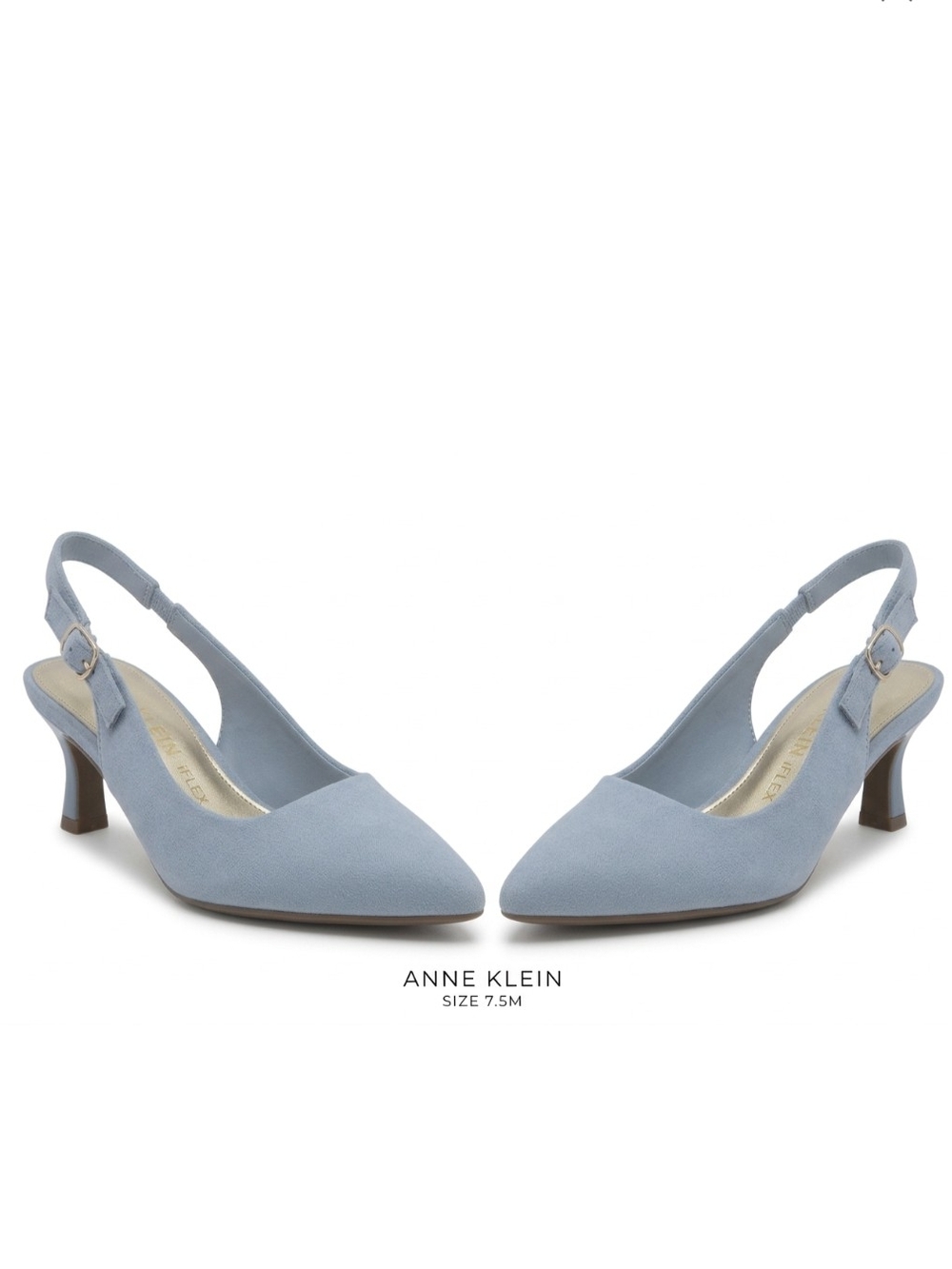 Anne Klein Light Blue Slingback Pointed-Toe Heels